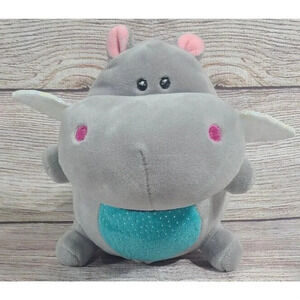 Cuddle Barn Plush Hippo with Wings Stuffed Animal Beanie Toy Gray Soft 7"